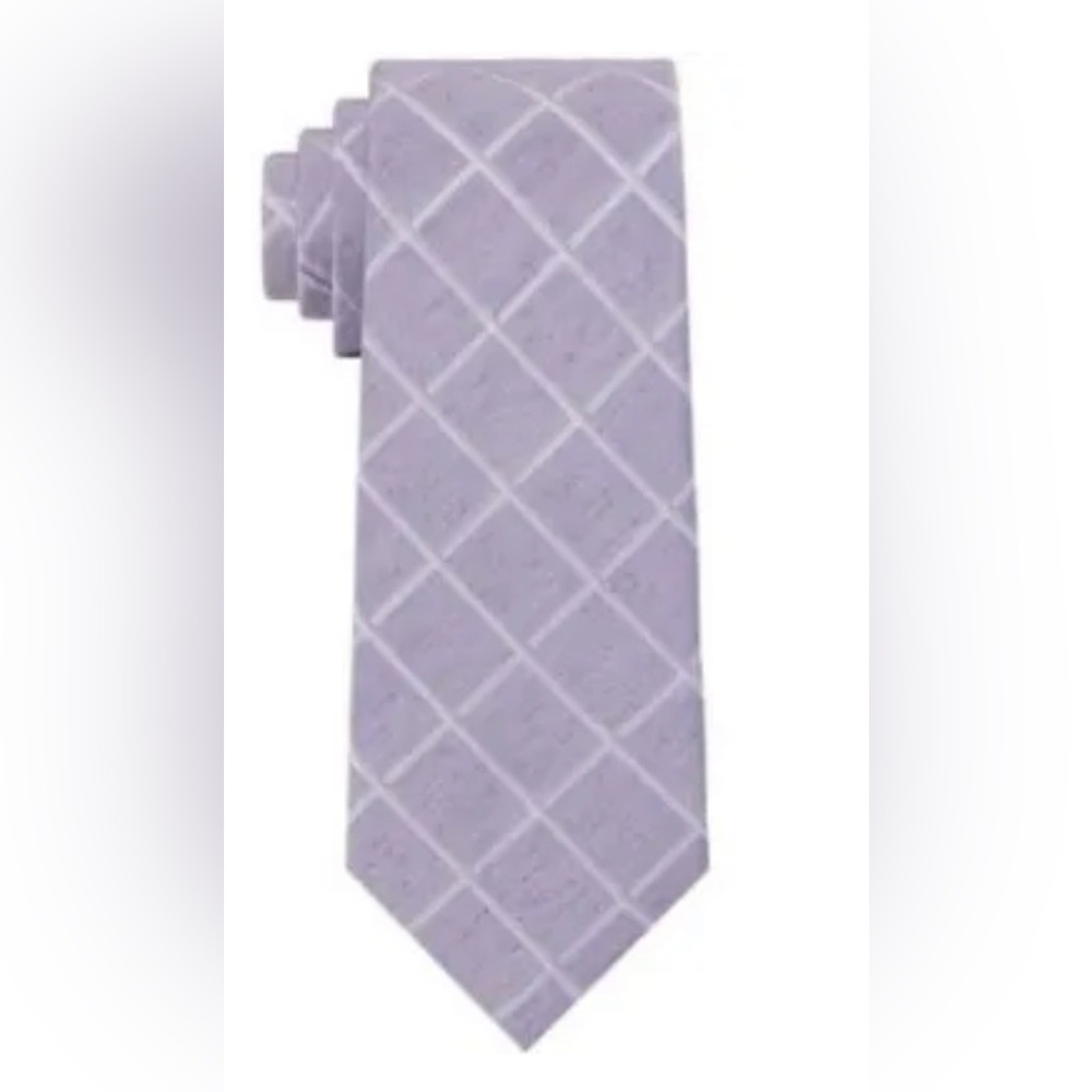 Calvin Klein Men's Windowpane Tie Purple OS